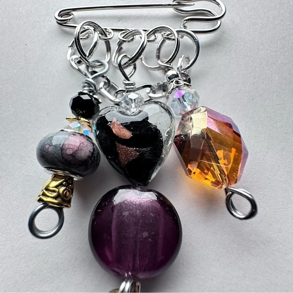 Brooch | Hand Crafted | Glass Beaded |  Pin Artisan Multicolor Wire-Wrapped OOAK
